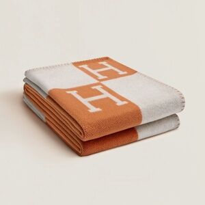 Hermes Orange and White Blanket